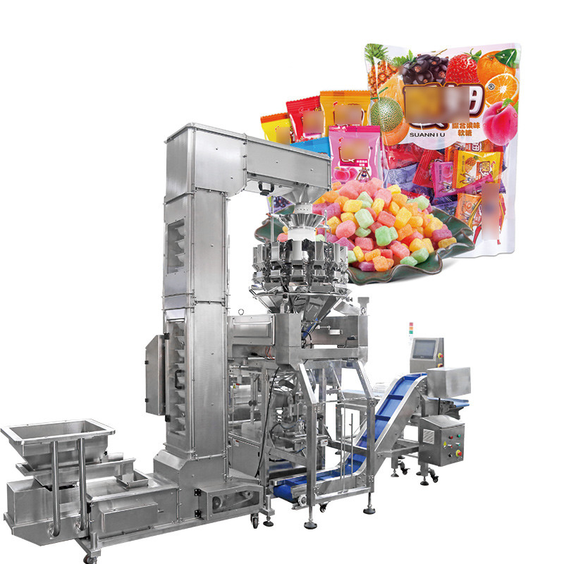 Całkowicie automatyczny szybki azot pionowa forma wypełnić pieczęć torebki przekąski żywności Ważenie puffs żywności pellet Packing Machine