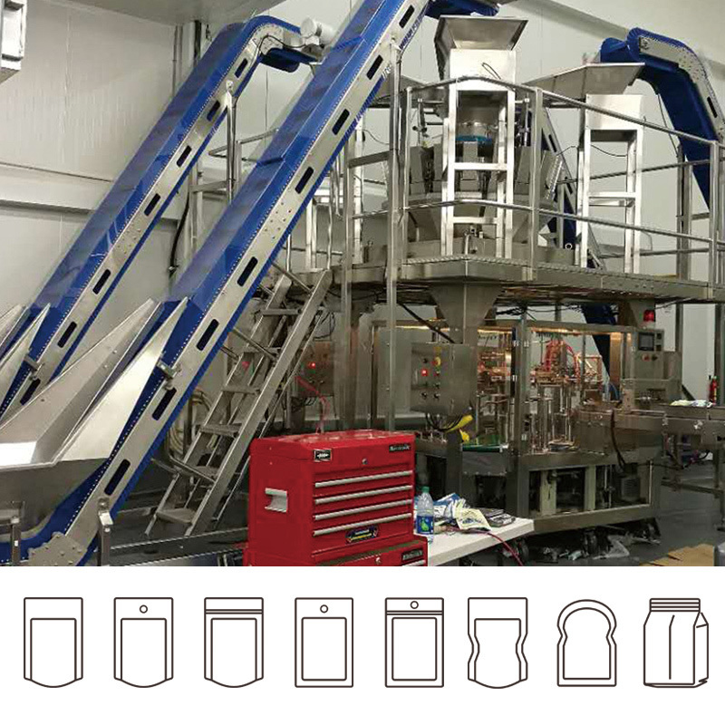 Całkowicie automatyczne przekąski Maszyna do pakowania walizek przekąski Żywność Chipsy ziemniaczane Popcorn Azot spłukiwanie Doypack Maszyna do pakowania