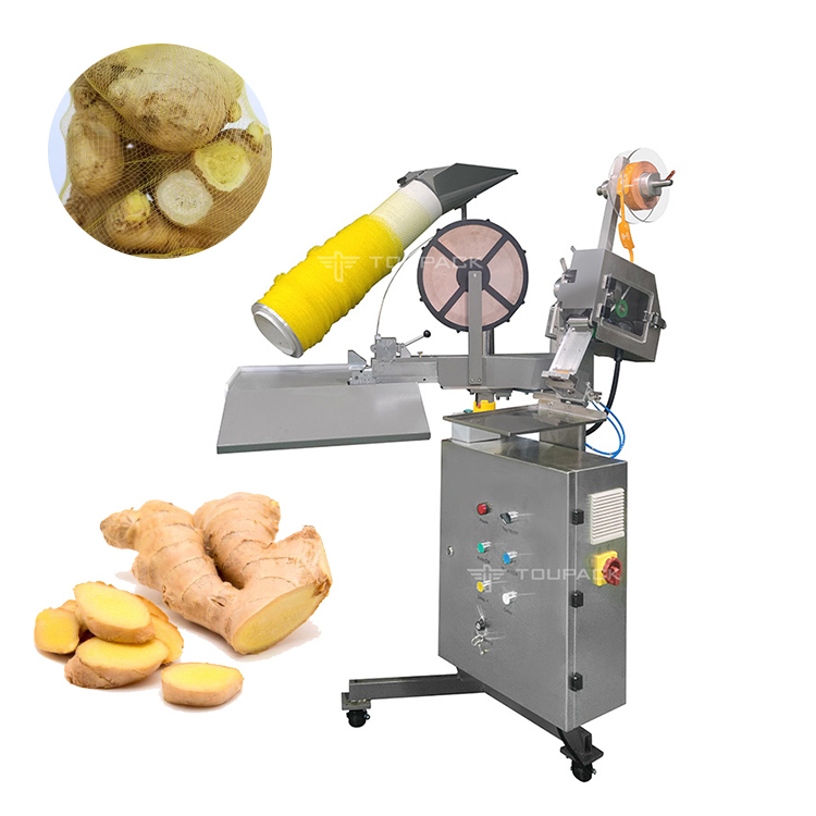 Maszyna do pakowania worków z siecią czosnkową z podstawkami Semi Auto Ginger Mesh Bag Clipping Packing Machine