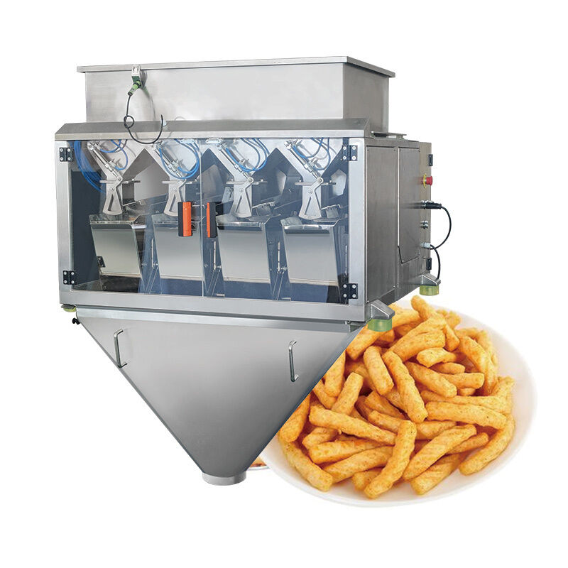 Automatic 4 Head Linear Weigher Packing Machine 500g 1kg 2kg Food Grade Gluing Labeling Foil Paper For Beans Pellets Sugar