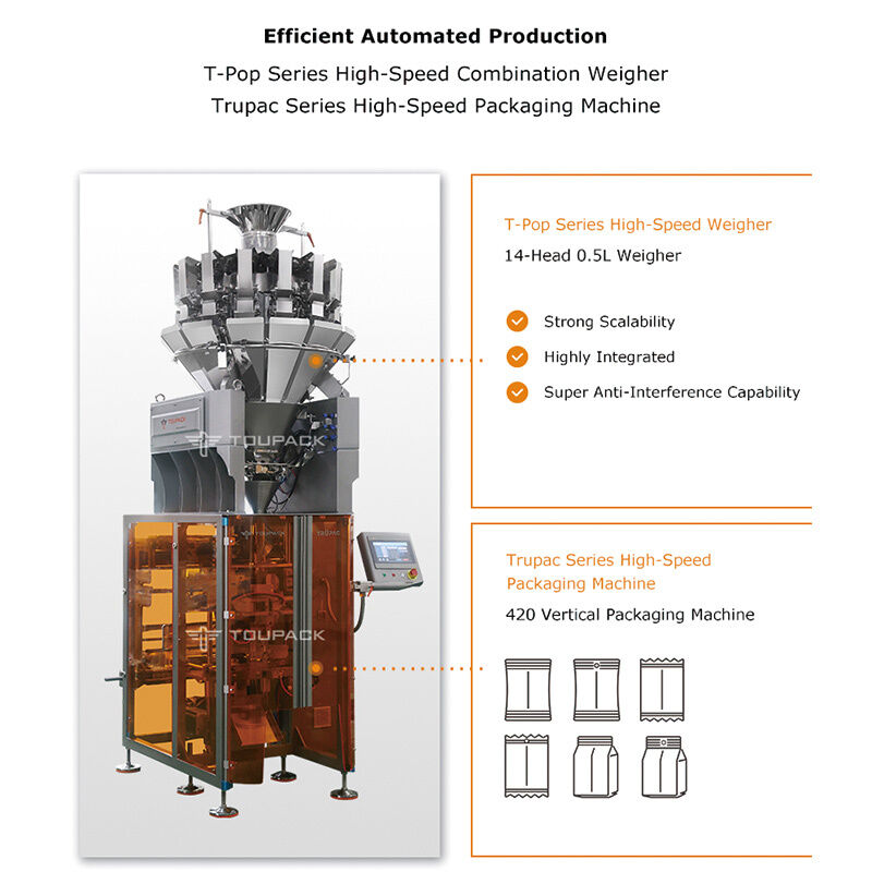 Automatyczna maszyna do ważenia i pakowania przekąsek dla chipsów, orzechów, cukierków, granulatów 5-200g Szybka linia pakująca z czujnikiem cyfrowym