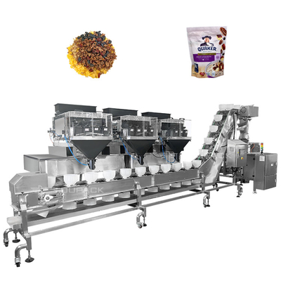 Fabryka Mieszane Suszone Owoce I Orzechy Wielogłowa Waga 4 Głowy Liniowa Waga Vffs Maszyna do pakowania opakowań Zip Bag Packing Machine