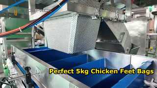 Automatyczna linia do ważenia i pakowania łapek kurczaka (worki 5kg)